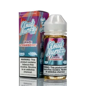 Cloud Nurdz E-Liquid – Grape Strawberry Iced – 100ml