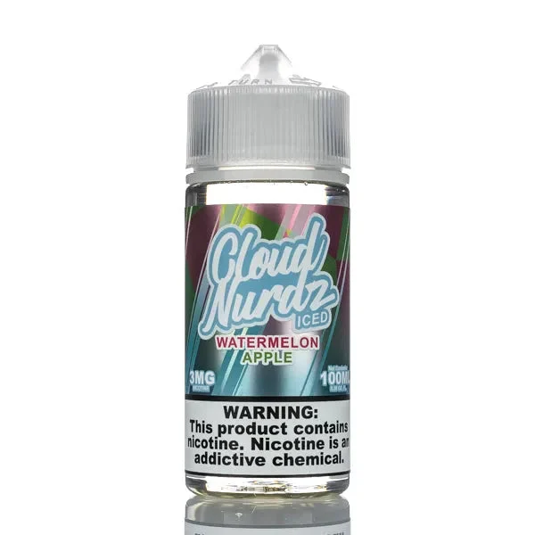 Cloud Nurdz E-Liquid – Watermelon Apple Iced – 100ml - Image 2