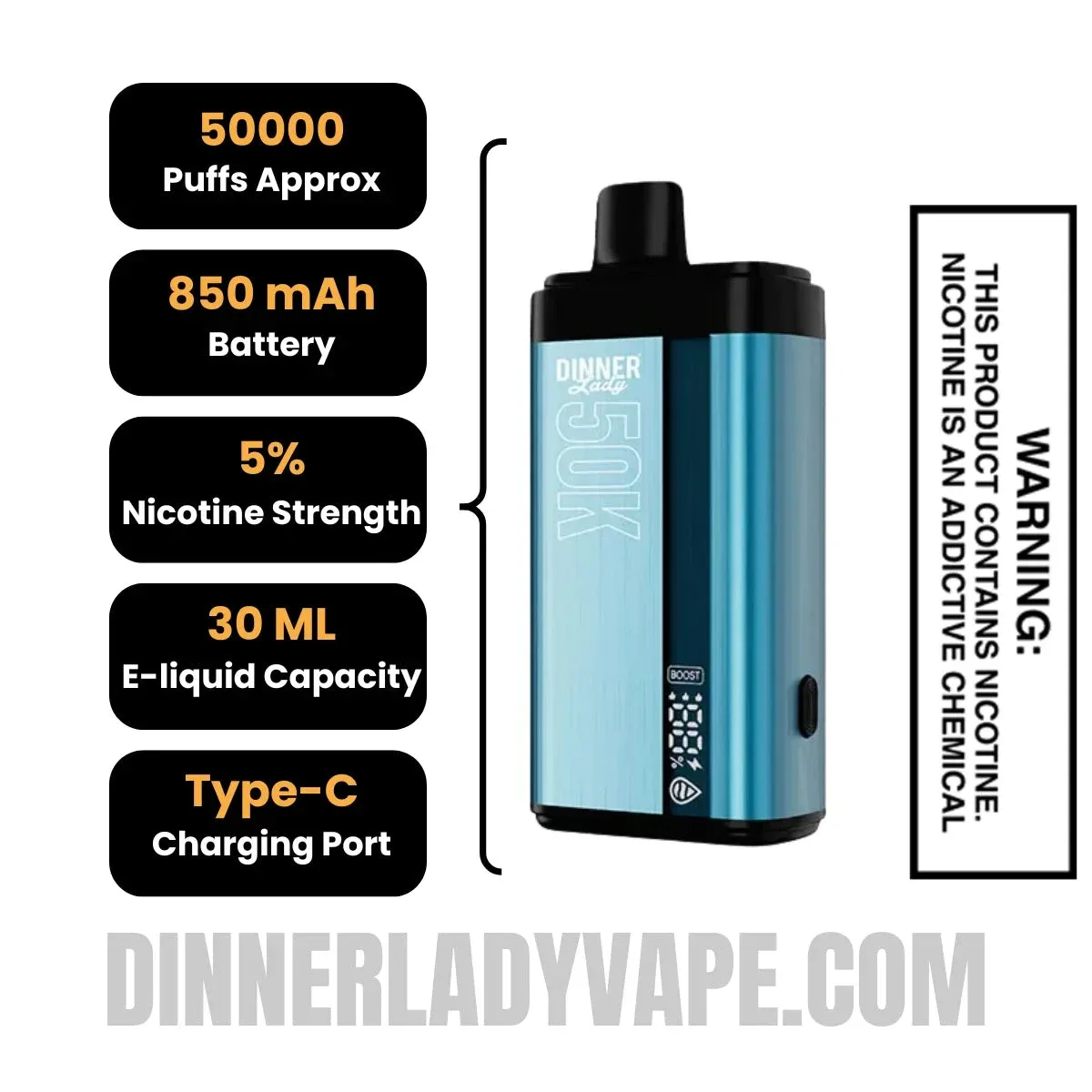 Fizzy Strawberry x Fizzy Grape Dinner Lady 50K Disposable Vape - Image 2