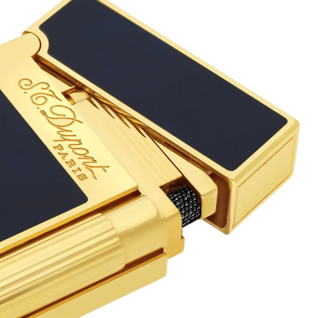 S.T. Dupont Ligne 2 Lighter – Blue Lacquer & Yellow Gold - Image 2