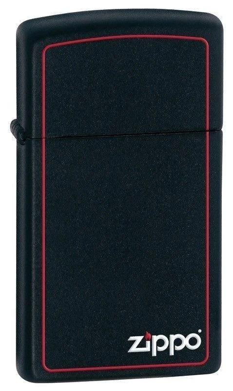 Zippo Lighter - Slim Black Matte Zippo Border