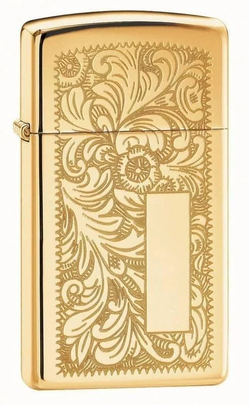 Zippo Lighter - Slim Venetian High Polish Brass